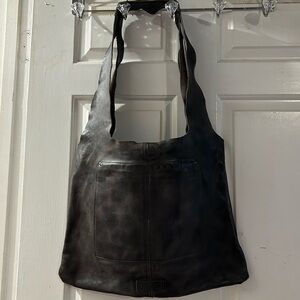 Bed Stu Black Leather Messenger Tote